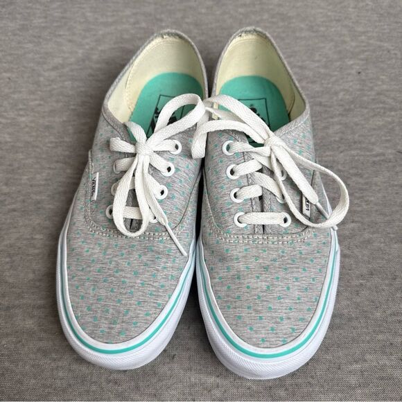 Vans Off The Wall Teal Chambray Dots Print Gray Sz 7.5 Shoes Low Top Men’s Sz 6 - Picture 2 of 10